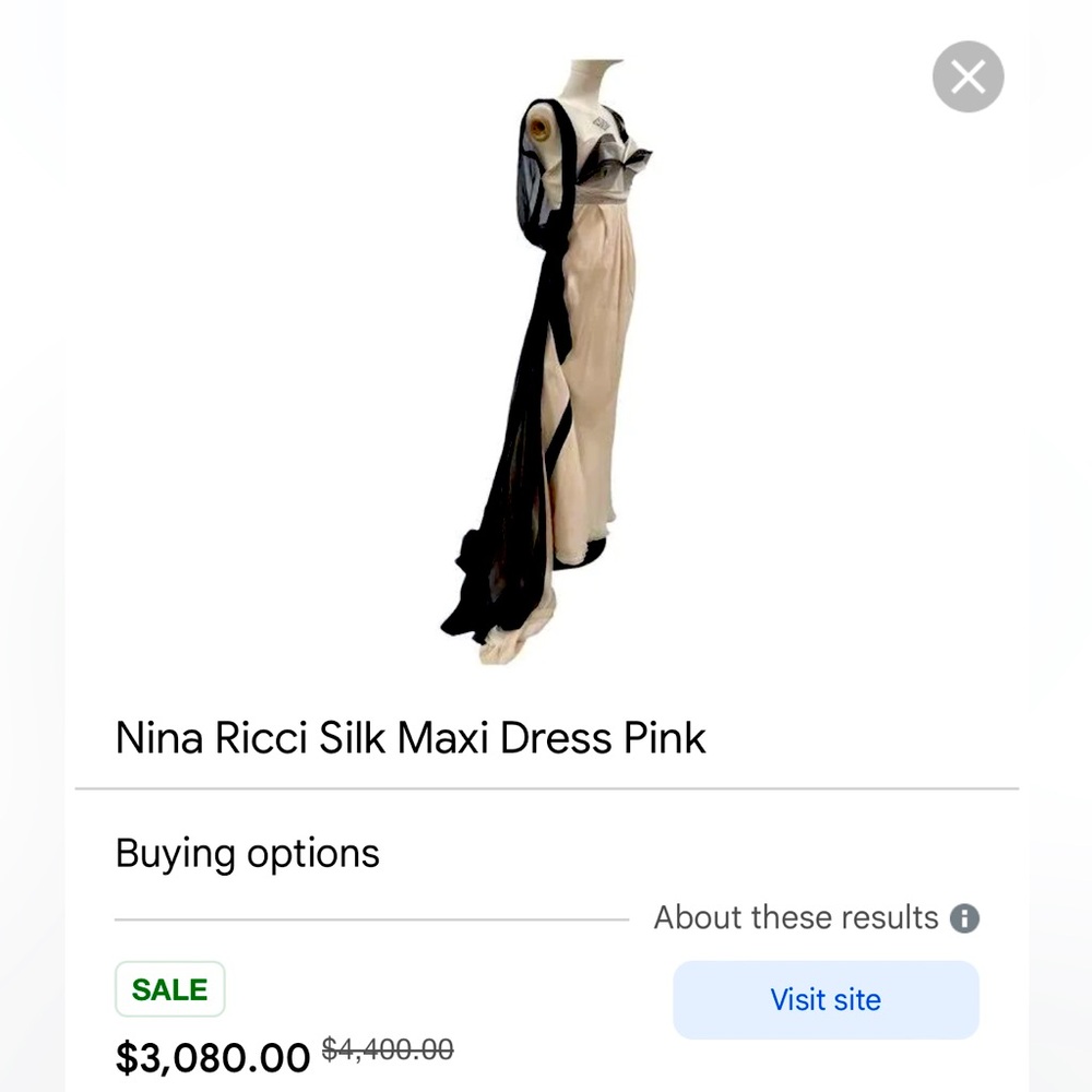 Nina Ricci Black and Cream Silk Maxi Dress
